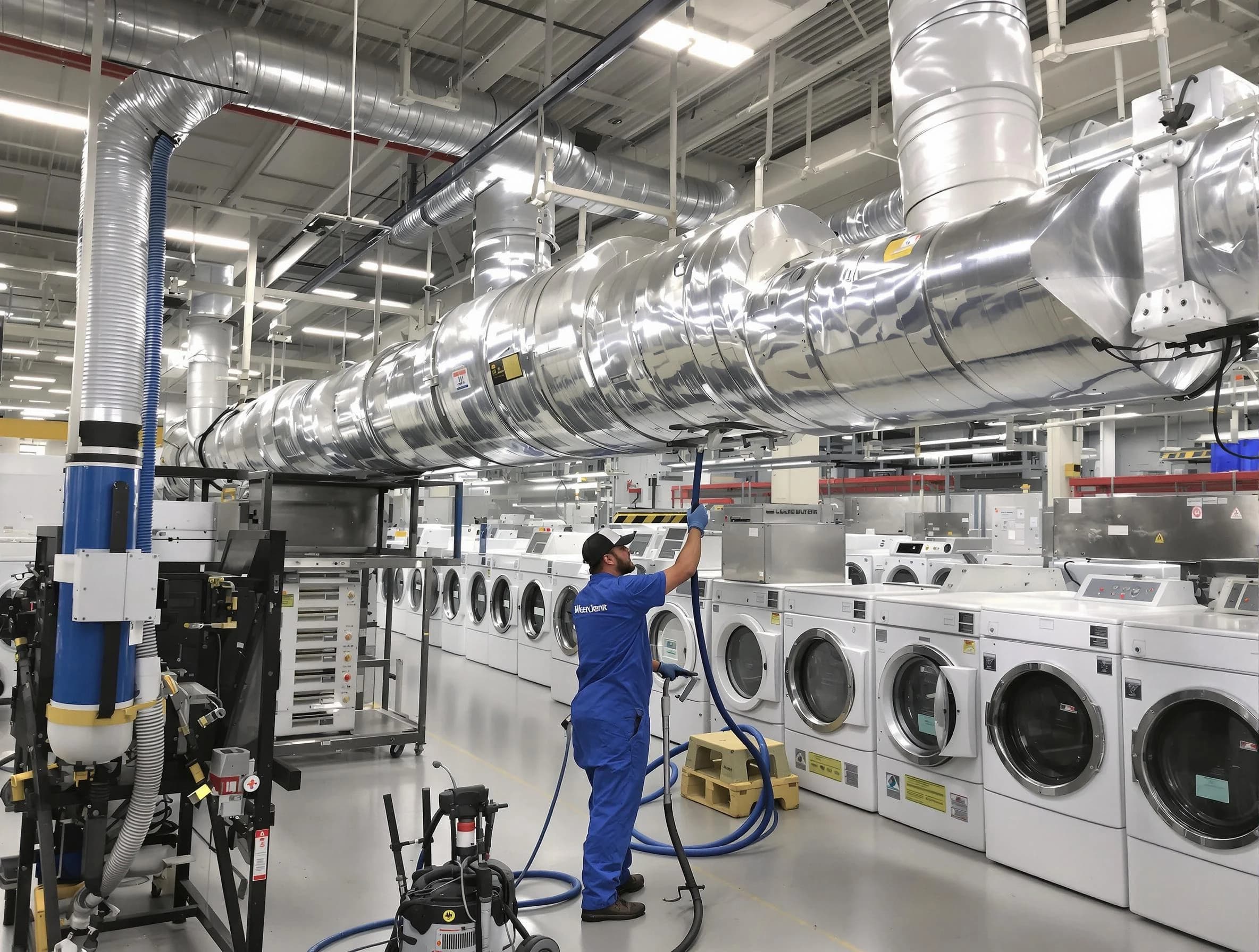 Easton Dryer Vent Cleaning team performing heavy-duty industrial dryer vent cleaning in Easton