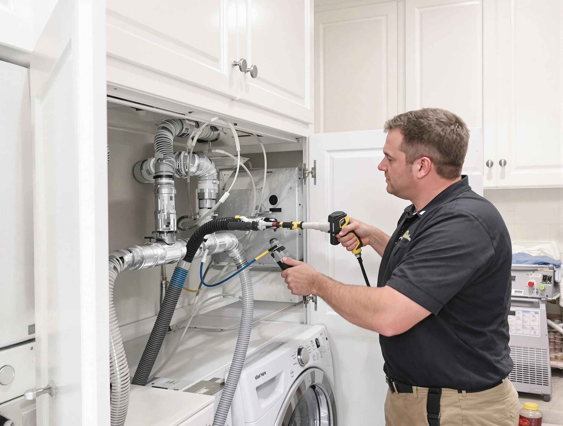 Easton Dryer Vent Cleaning professional removing severe blockage from a clogged dryer vent in Easton