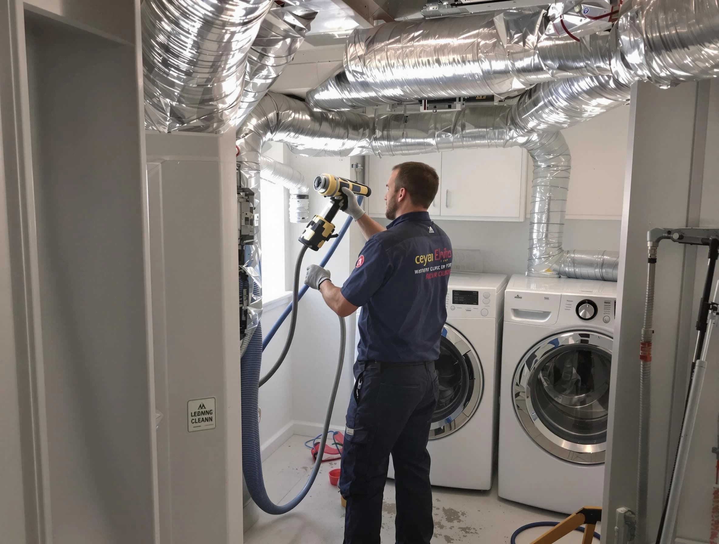 Easton Dryer Vent Cleaning specialist using advanced equipment for thorough duct cleaning in Easton