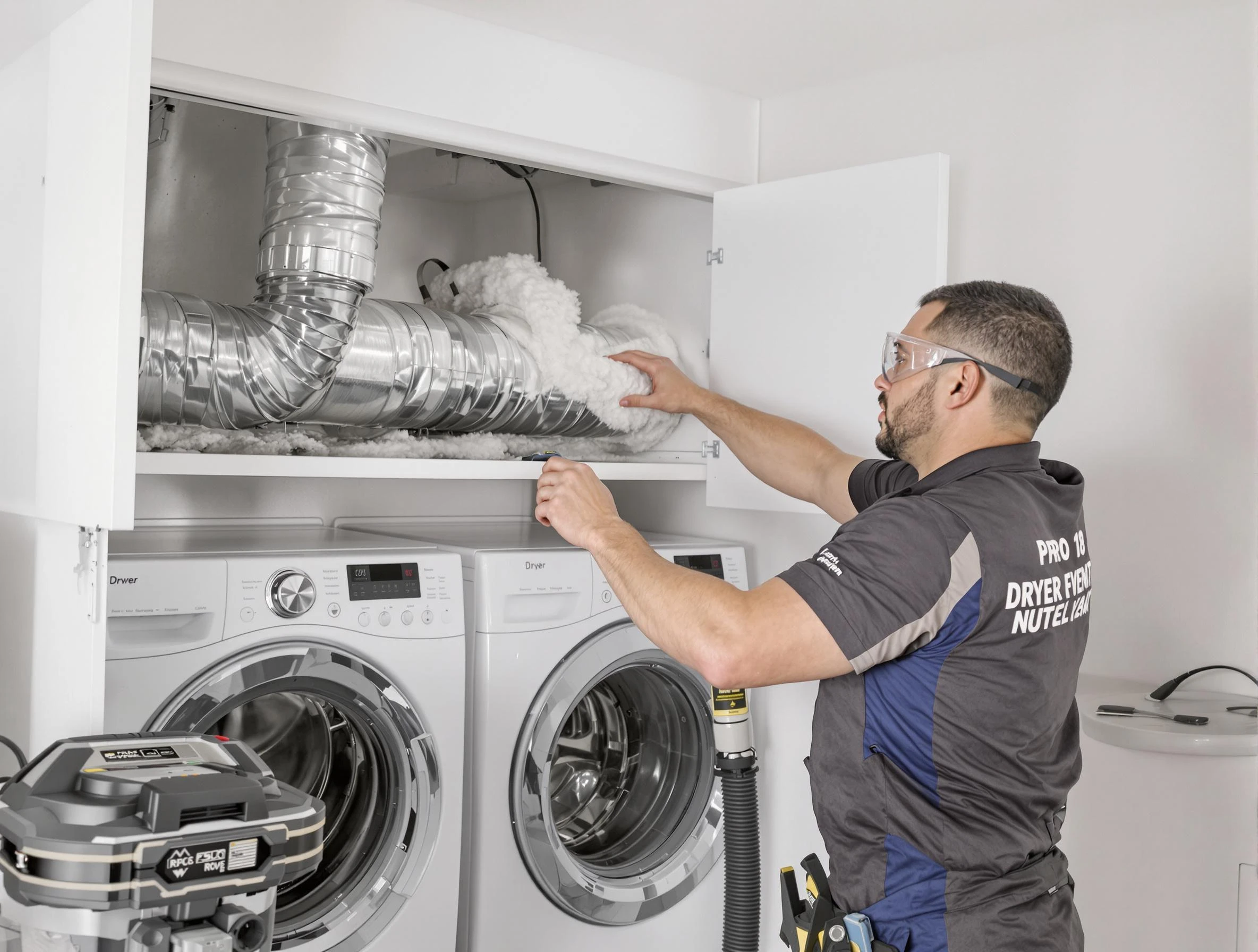 Easton Dryer Vent Cleaning certified technician performing specialized gas dryer vent cleaning in Easton
